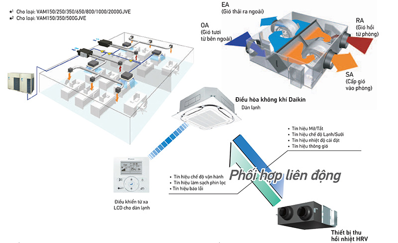 Hệ thống xử lý không khí VAM800GJVE kết hợp với hệ thống điều hòa VRV