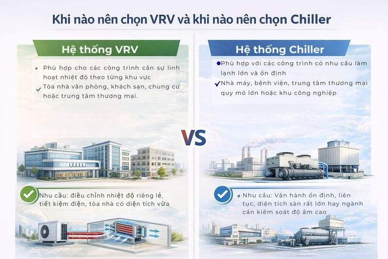 Khi nào nên chọn VRV và khi nào nên chọn Chiller